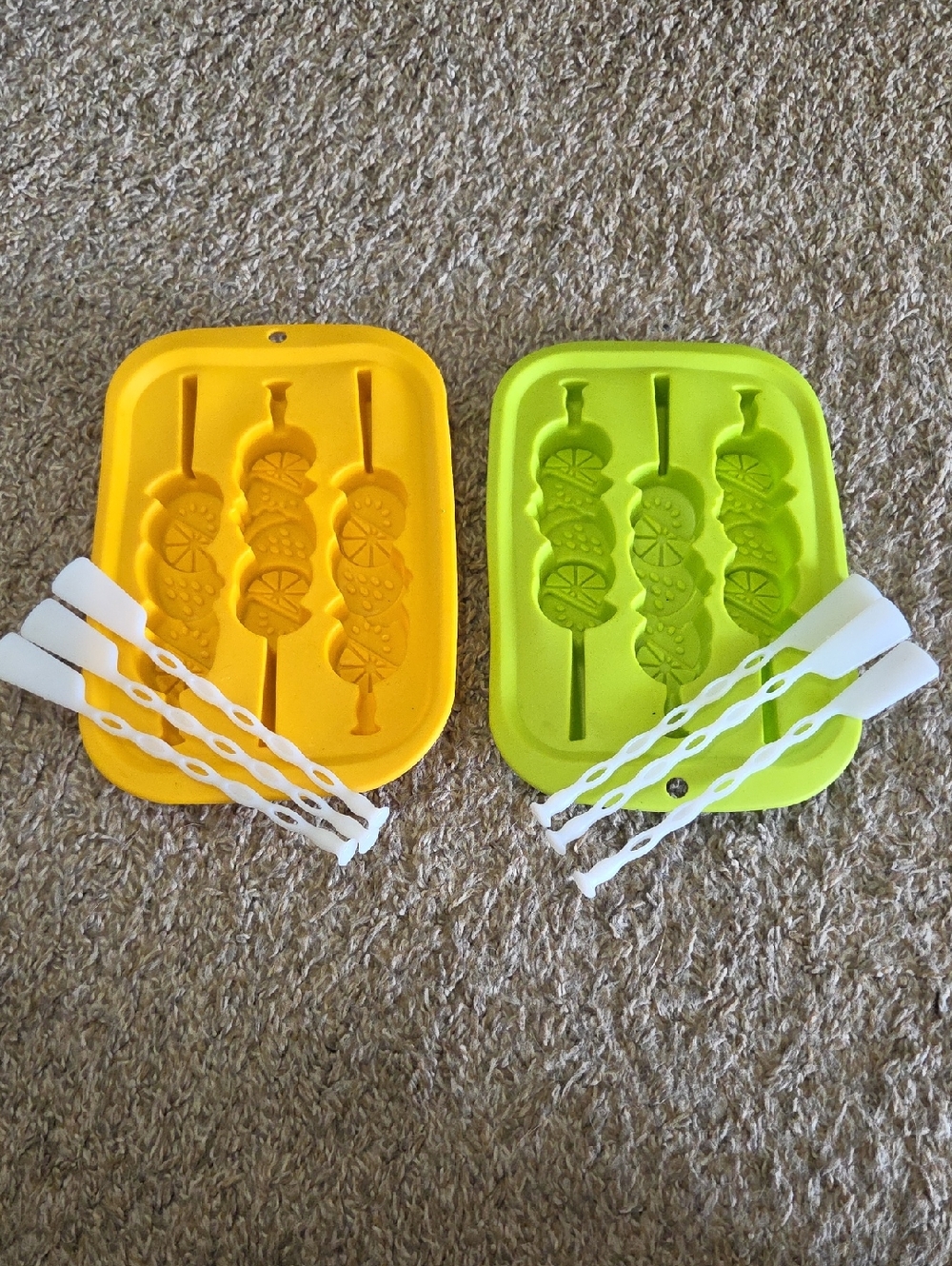 Yellow and Lime Silicone Mold Set with White Sticks